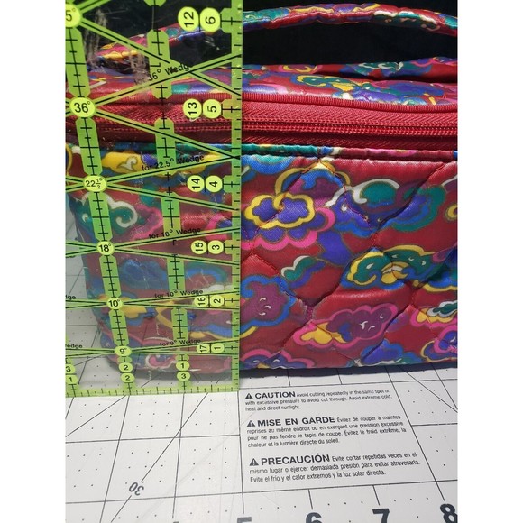 Oscar De La Renta Bag Red Blue Print Travel Organizer Vintage 90s Y2K - Picture 9 of 10